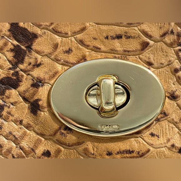 Coach Embossed Snake Print Crossbody Handbag, Tan & Brown - Picture 2 of 10